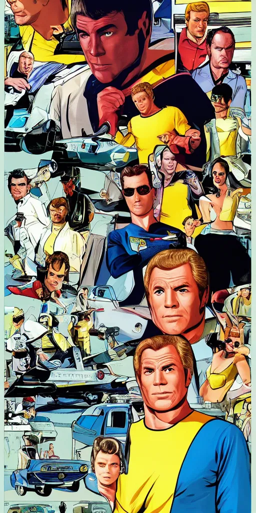 Image similar to captain kirk like a GTA poster