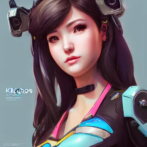 Prompt: d. va from overwatch, character portrait, close up, concept art, intricate details, highly detailed photorealistic in the style of marco plouffe ( keos masons ), joel torres, seseon yoon, artgerm and warren louw