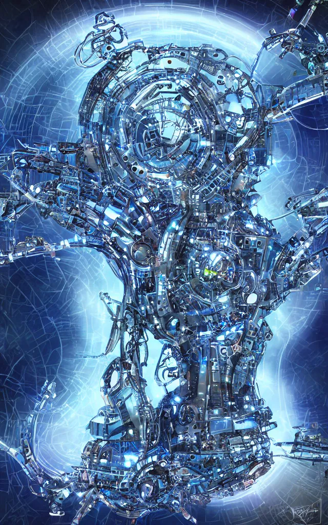 Image similar to futurist cybernetic yggdrasil, future perfect, award winning digital art