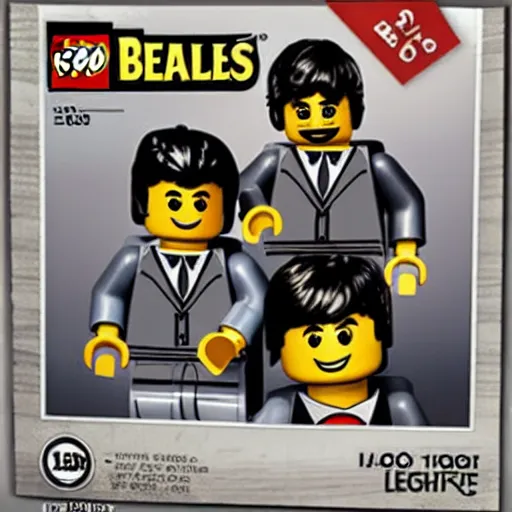 Prompt: beatles lego set, catalogue photograph