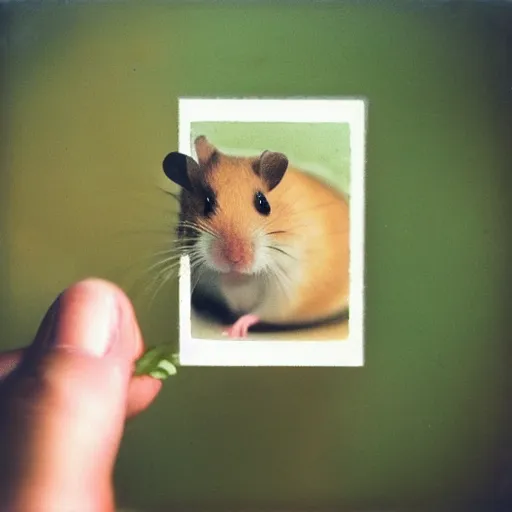 Image similar to “ a hamster holding an m 1 6, portrait, vietnam war photograph, polaroid ”