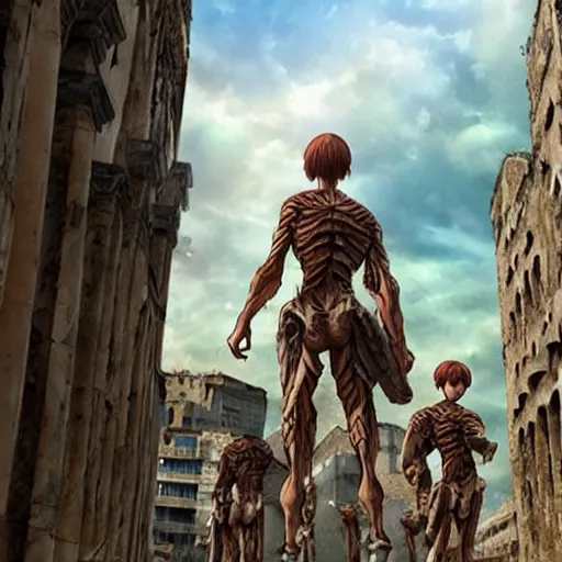 Prompt: Still from Attack On Titan Pixar Movie Titan invasion of Ancient Athens, intricate, 8k highly professionally detailed, HDR, CGsociety