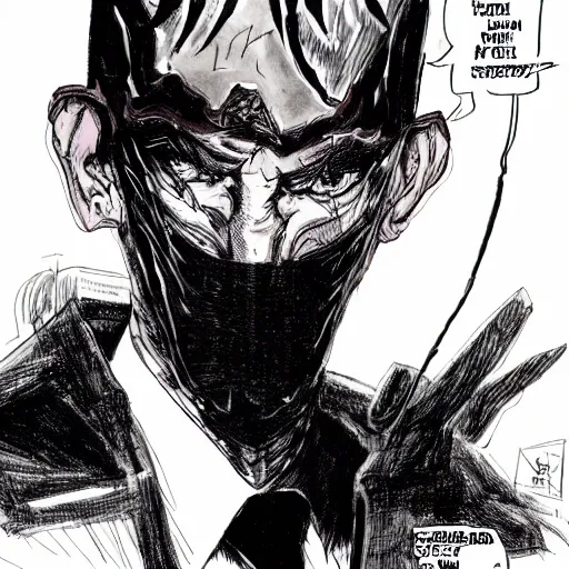 Image similar to Jerome Powell looking sinister, by Tsutomu Nihei, highly detailed