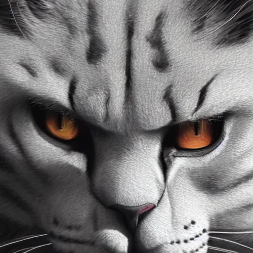 Image similar to an oil painting of a gigachad cat with a chiseled jawline, giga chad, strong, dramatic impactful colors, by artgerm, hd, hdr, ue 5, ue 6, unreal engine 5, cinematic 4 k wallpaper, 8 k, ultra detailed, gta 5 cover art, high resolution, artstation, award winning