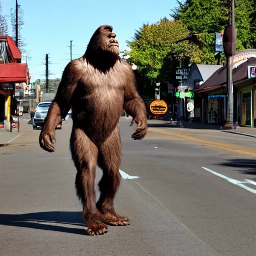 Image similar to bigfoot walking down the street in downtown Bremerton Washington