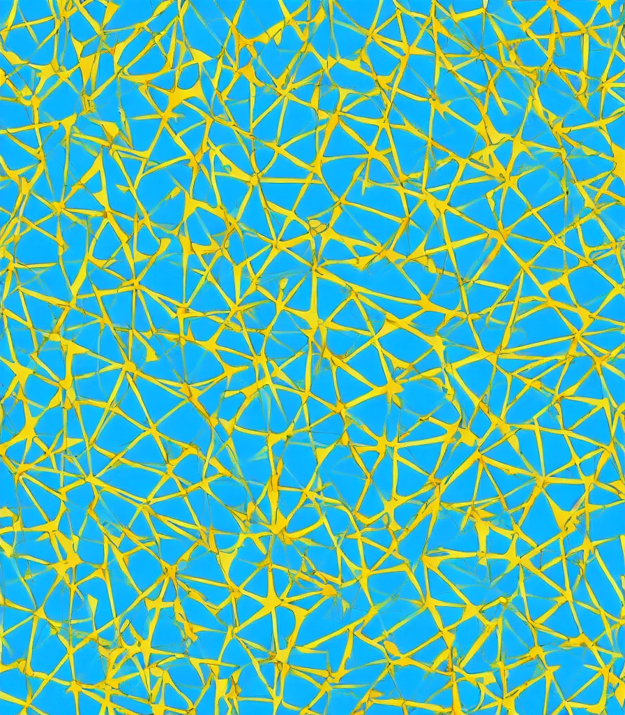 Image similar to a beautiful, symmetric pattern by andy warhol, blue color scheme, abstract art, cyan colors, gold highlights