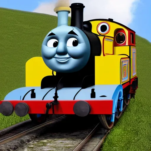 Image similar to thomas the tank engine as the face of god