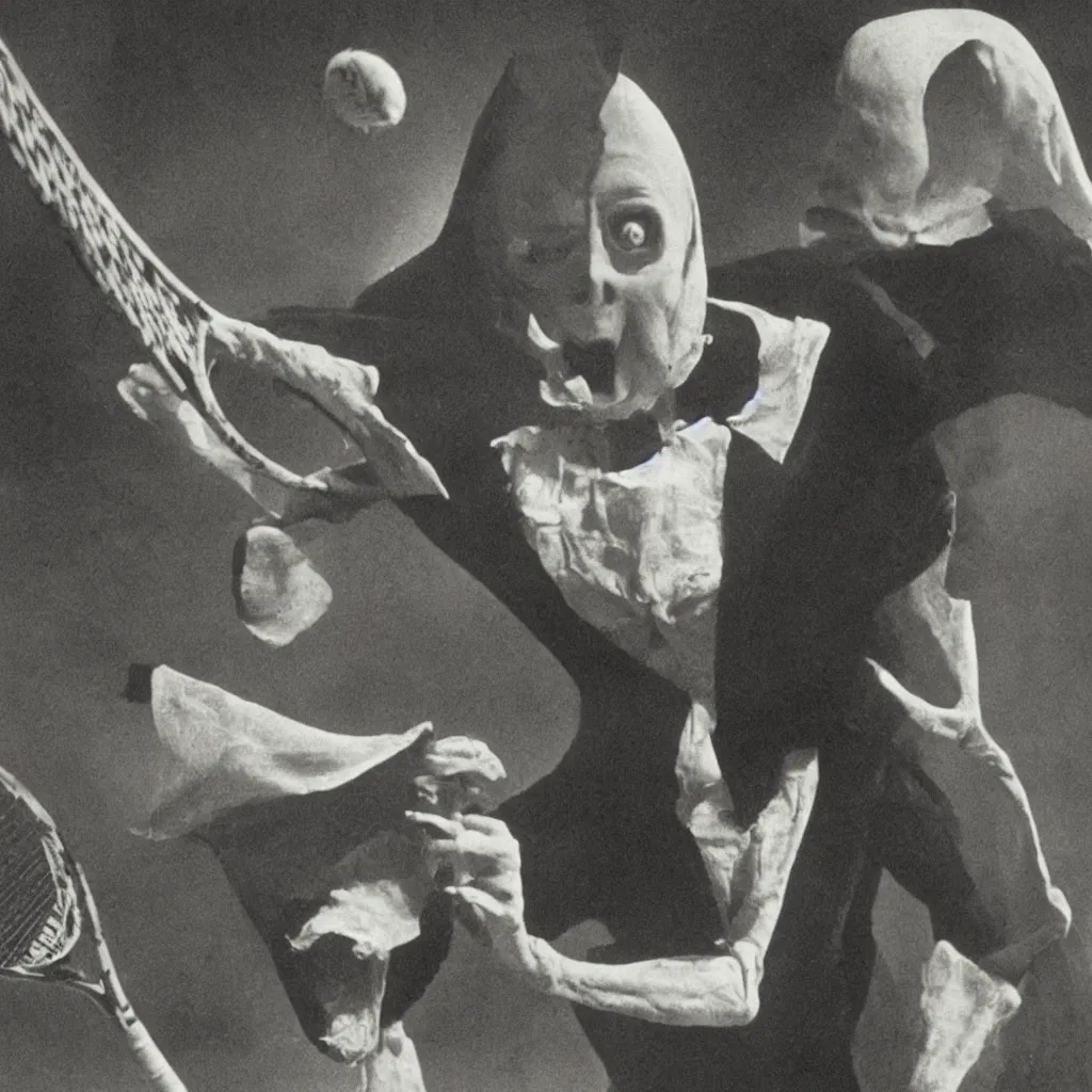 Prompt: nosferatu is playing tennis
