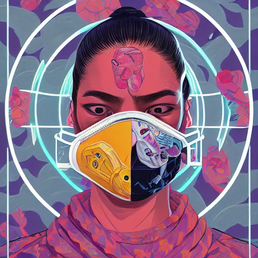 Image similar to portrait of people with sanitary mask, Tristan Eaton, artgerm, Victo Ngai, RHADS, ross draws