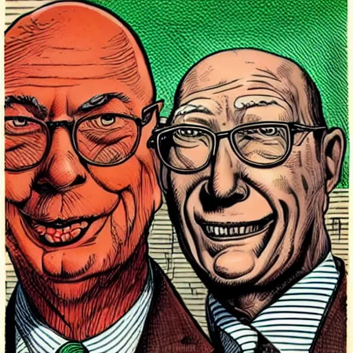 Prompt: The Artwork of R. Crumb and his Cheap Suit Klaus Schwab telling you to eat bugs, pencil and colored marker artwork, trailer-trash lifestyle