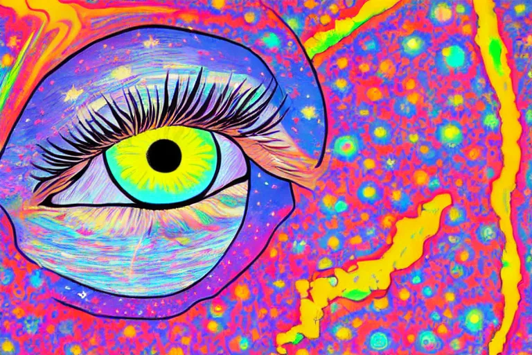 an eye with stars and clouds, a pop art painting by | Stable Diffusion ...