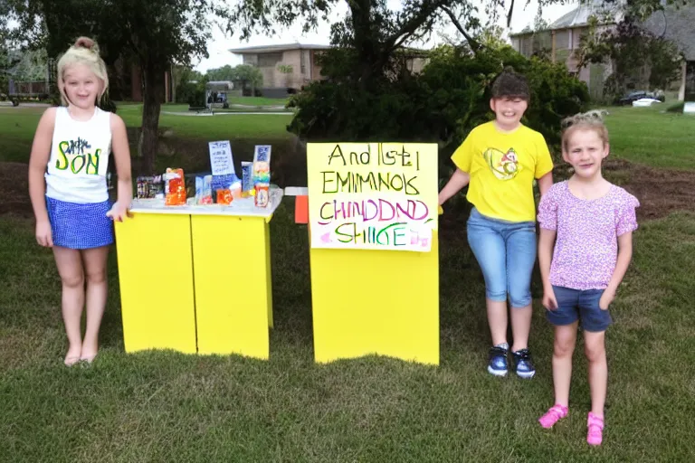 Image similar to armed chidren lemonade stand