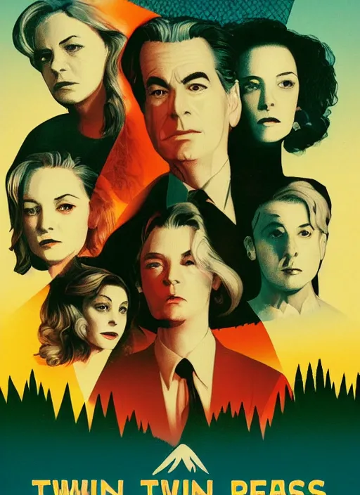 Image similar to twin peaks movie poster art by kieran yanner