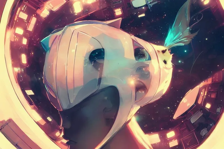 Prompt: woman with cat ears in a space ship control room, futuristic, digital art, by conrad roset, by yoshitaka amano, by greg rutkowski, concept art, beautiful face, 4 k