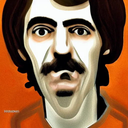 Image similar to portrait of george harrison in the style of michael whelen