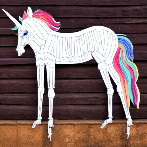 Image similar to Unicorn skeleton standing next to an open window