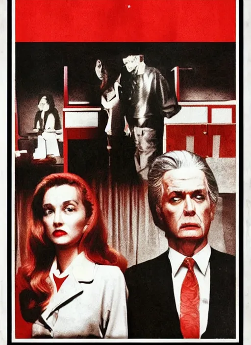 Prompt: Twin Peaks retro Italian movie poster