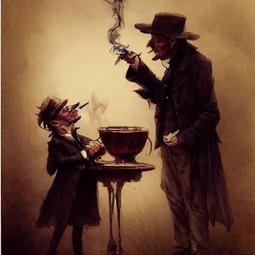 Image similar to ( ( ( ( ( van helping smoking a cigar, gothic, dark. muted colors. ) ) ) ) ) by jean - baptiste monge!!!!!!!!!!!!!!!!!!!!!!!!!!!