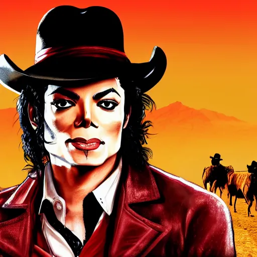 Prompt: michael jackson in the red dead redemption loading screen, masterpiece, 8 k, 4 k, art by daren bader