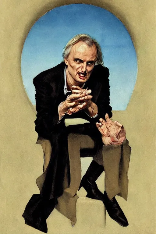 Image similar to portrait of Richard Dawkins as Satan, by Robert McGinnis