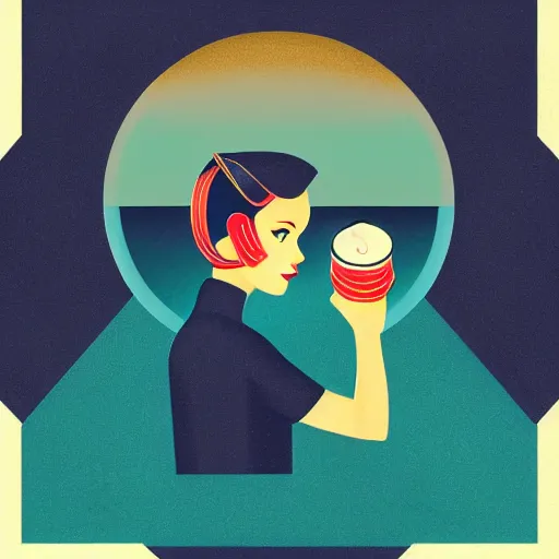 Image similar to retro illustration with a set of beautiful scented candles, an art deco painting by tom whalen, trending on behance, art deco, digital illustration, storybook illustration, grainy texture, flat shading, vector art, airbrush, pastel, watercolor, poster