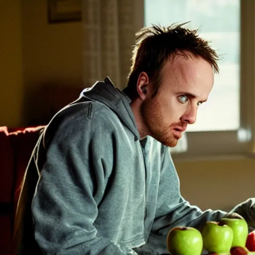 Image similar to jesse pinkman eating an apple