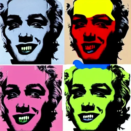 Prompt: andy warhol and banksy draw kanye west as the joker which dance on the street, hyperrealistic content, high definition content, intricate, delete duplicate content, justify content center, 5 colors