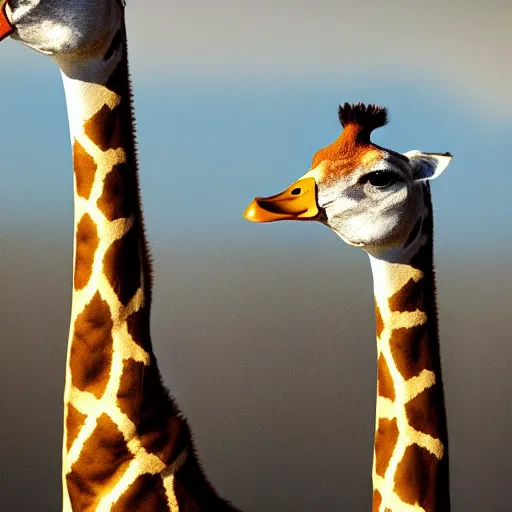 Image similar to duck giraffe hybrid, bold natural colors, national geographic photography, masterpiece, full shot