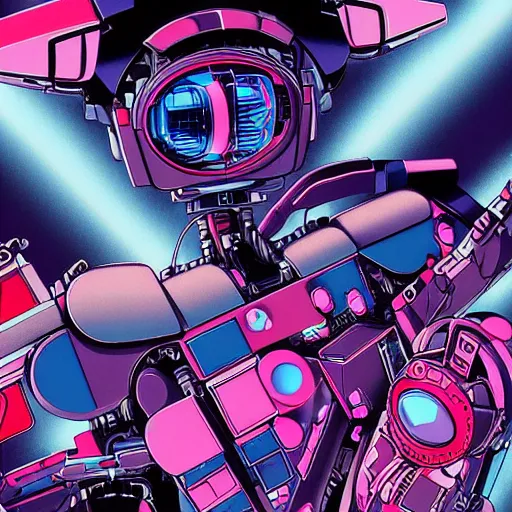 Image similar to 80s sci-fi retro anime, black and blue pink, mechanic black cat, robots, dieselpunk, intricate details, bionic, neon Genesis evangelion, weird, pearls, nuclear explosion, highly detailed, digital art, 8k