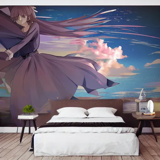Prompt: anime digital art of a bedroom