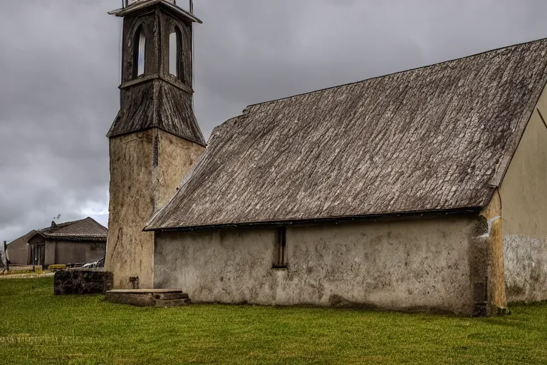 Prompt: the saddest little church in saint sanne, by serrano