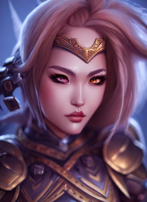 Prompt: sakimi chan, armor, detailed face, dynamic lighting, tony sart, 8 k