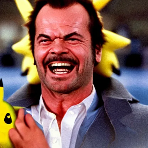 Image similar to Jack Nicholson plays Teminator Pikachu, scene from the film finale, epic, realistic