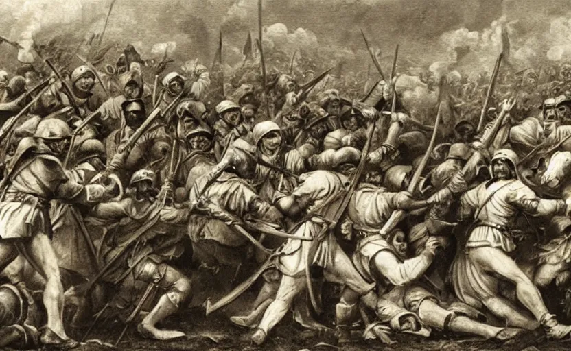 Prompt: italian brigands ambushed by papal state troops