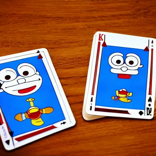 Image similar to doraemon and nobita playing cards