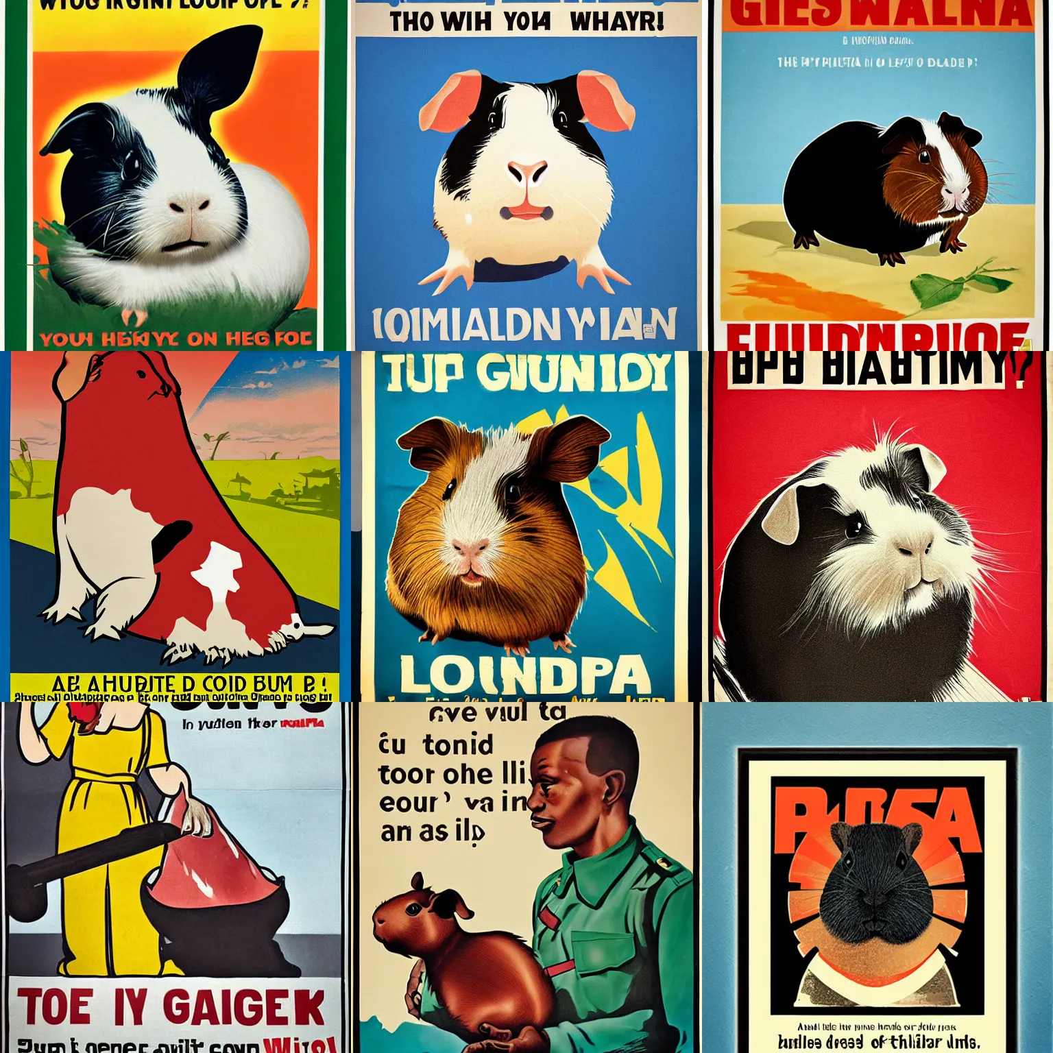 Prompt: propaganda poster of a guinea pig