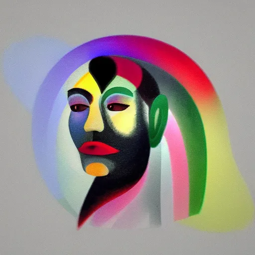 Prompt: random background; painting of a face by Kandinsky with smooth gradients; 3d unreal engine, 4k 3d render