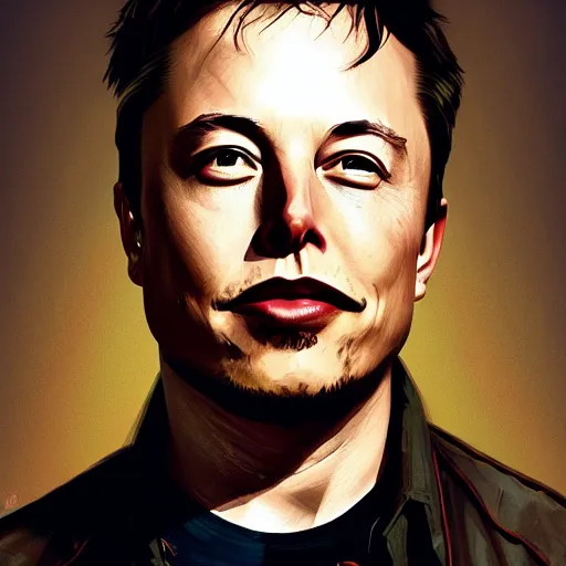 Image similar to portrait of elon musk, very detailed, art contest winner on behance, trendy on deviant art, by artgem, greg rutkowski