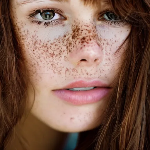 Image similar to a beautiful young woman with brown hair and freckles