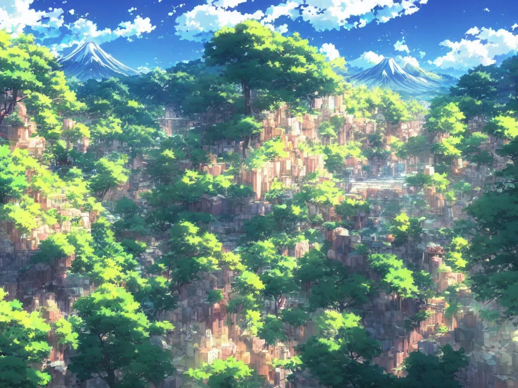 Image similar to an anime landscape!! view of japan by makoto shinkai from your name, masterpiece