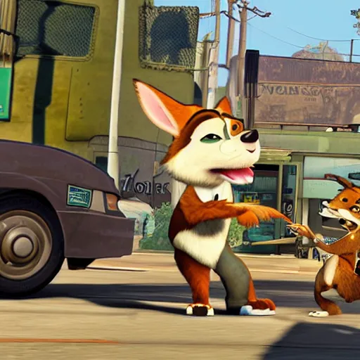 Prompt: game screenshot from gta zootopia ( 2 0 0 8 )