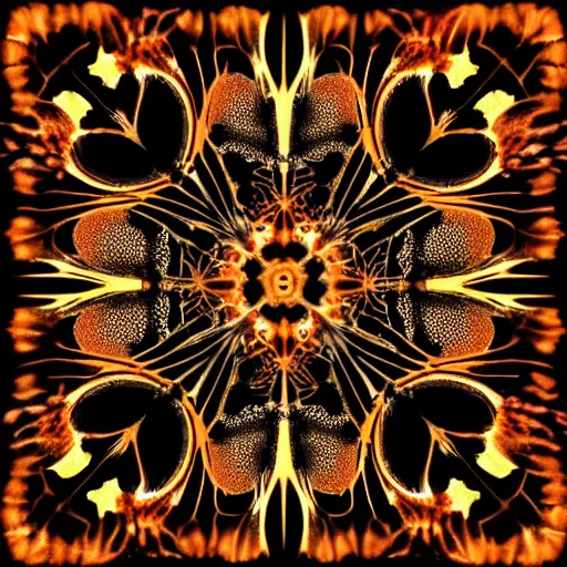 Image similar to radiograph, cymatics, symmetrical flower pattern