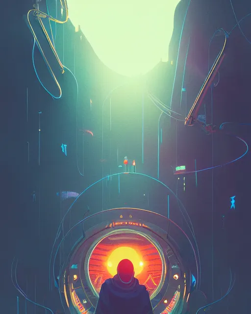 Image similar to tomorrowland, hyper - realistic portrait of a man in a hoodie, music festival, intricate, 4 k, by atey ghailan, by greg rutkowski, by greg tocchini, by james gilleard, by joe fenton, by kaethe butcher, dynamic lighting, lighting color scheme, sharp focus, grunge aesthetic