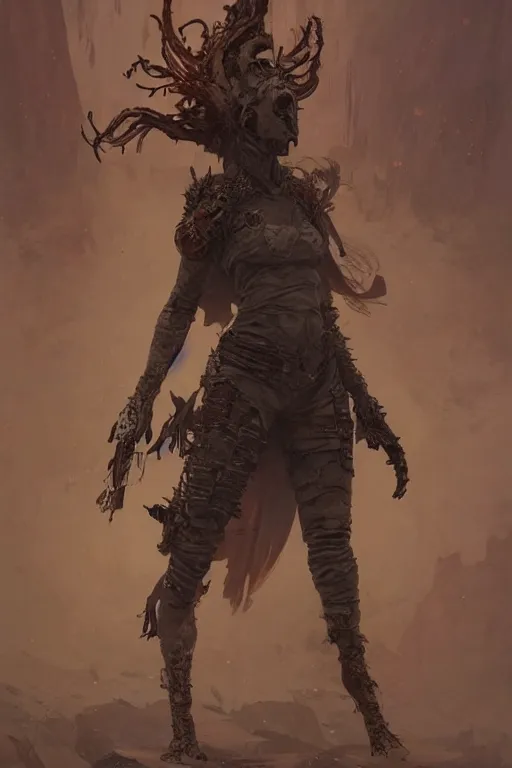 Image similar to a full body portrait of a beautiful post apocalyptic offworld nordic bounty hunter dancing reposed by the magma pits, intricate, elegant, highly detailed, digital painting, artstation, concept art, smooth, sharp focus, illustration, art by krenz cushart and artem demura and alphonse mucha