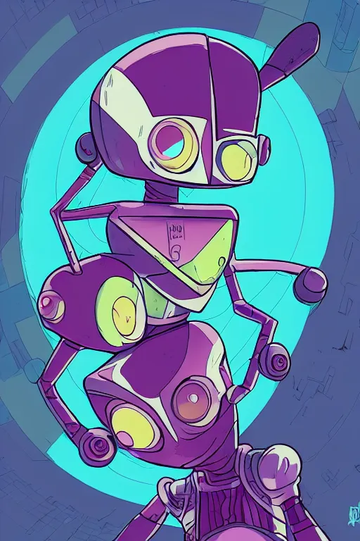 Image similar to portrait concept art painting of alternate reality invader zim, artgerm, moebius, inio asano, toon shading, cel shading, smooth, calm, tranquil, vaporwave colors,