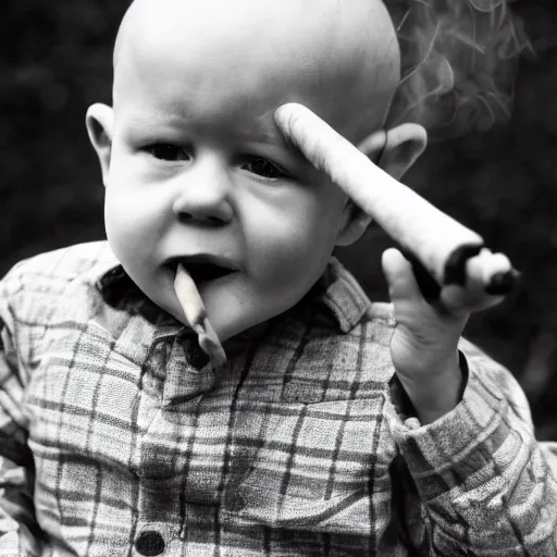 Image similar to two year old boy dressed like an old man smoking a cigar photograph