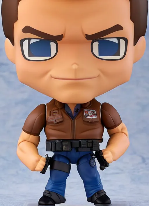 Image similar to arnold schwarzenegger, a nendoroid of arnold schwarzenegger figurine, the terminator, realistic face, detailed product photo