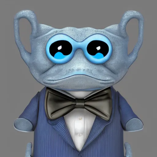 Image similar to blue salamander in a grey tuxedo and a bowtie, character icon