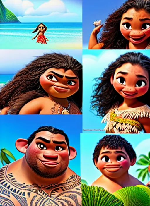 Moana & Maui (live action) - AI Photo Generator - starryai