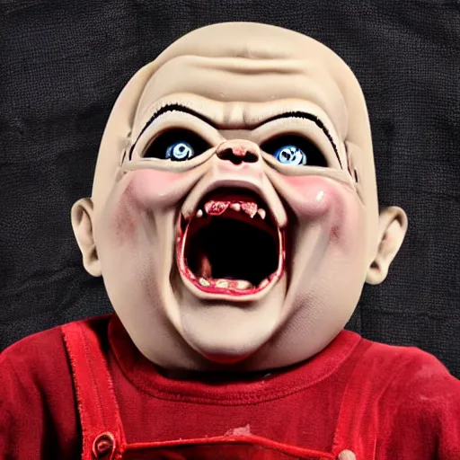 Prompt: screaming chucky doll